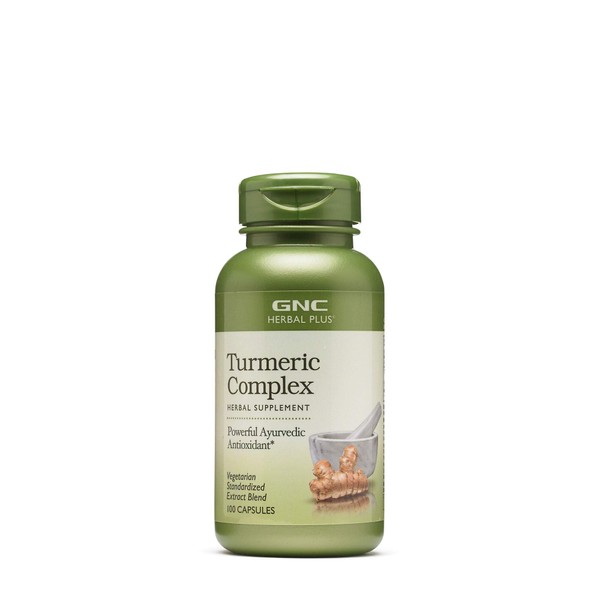 GNC Herbal Plus Turmeric Complex, 100 Capsules, Powerful Ayurvedic Antioxidant