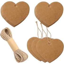 SURALIN Pack of 100 Gift Tags, Heart Shape Paper Hearts Pendants, Party Gifts, Valentine's Day Paper Tags, Gift Tags with String, Gift Tags, Small