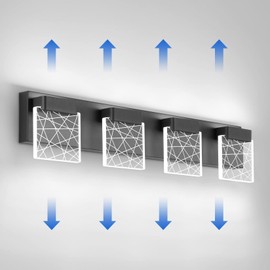 Aipsun Black Bathroom Light Fixtures Modern Vanity Lighting Fixtures LED Vanity Light for Bathroom 4 Light Vanity Lighting 6000K