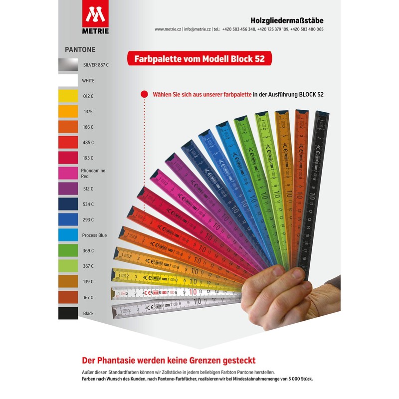 Metrie BL52 Folding Rule, Duplex Scale, 2 Metres, Colourful, purple