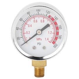 Stainless Steel Pressure Gauge, 0-200psi Air Pressure Gauge 1/8inch NPT Connection Liquid Filled Pressure Gauge