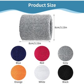 Sports Wristbands - 6 Pairs Absorbent Cotton Sweatbands, Elastic Wrist Bands for Sports