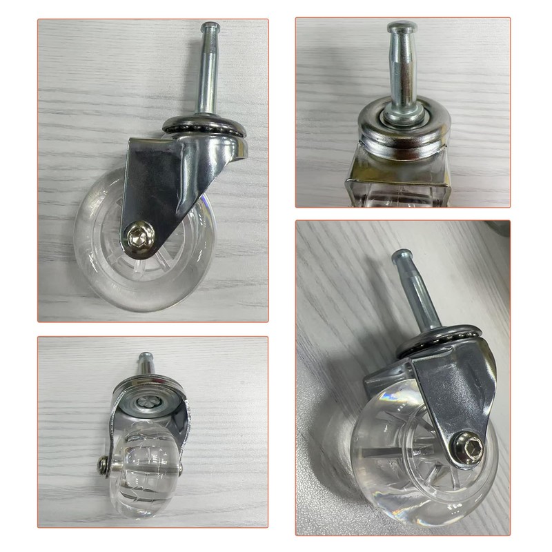 YAEMIKY 2" Swivel Caster Wheels, M8×38mm, Crystal Clear, Set of