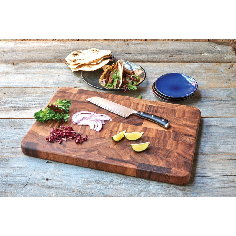 Ironwood Gourmet Large End Grain Prep Station Acacia Wood Cutting