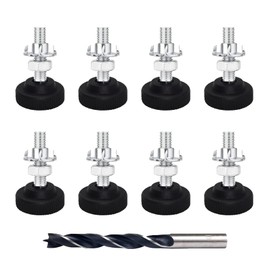 Panexf Adjustment Screws, Pack of 8 Furniture Feet, Adjustable Metal M8 x 30 mm, Adjustable Feet for Furniture, Adjusting Screw with Drive-in Nuts, Lock Nuts and Metal Drills