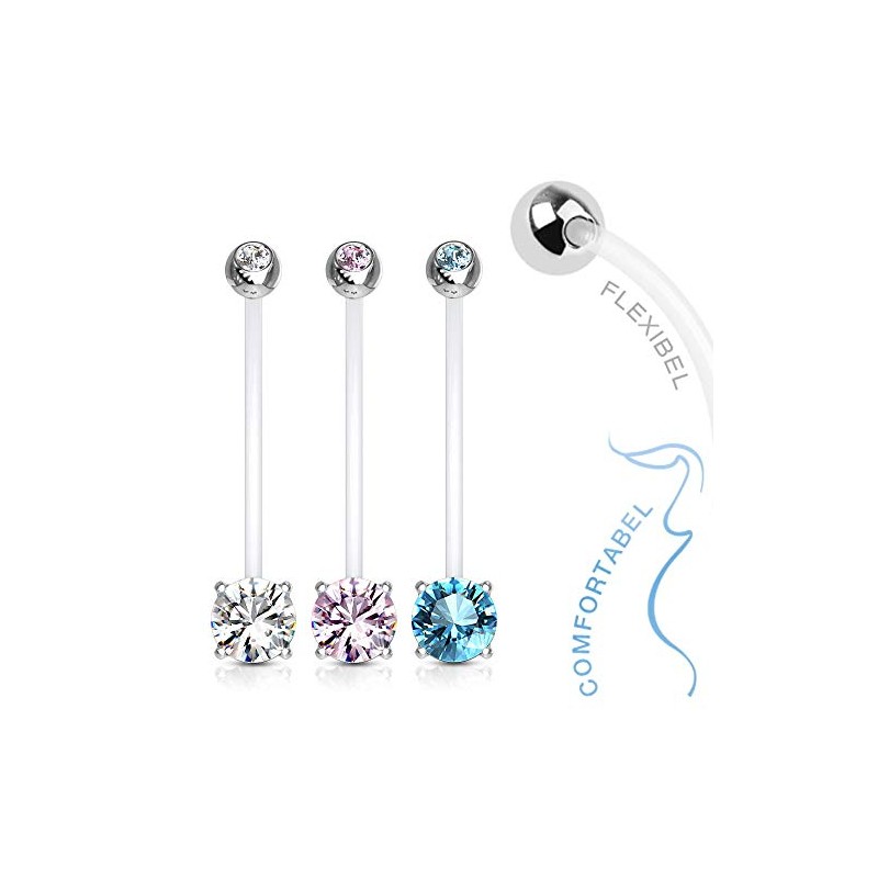 Treuheld® Pregnancy Piercing with Crystal, 3 Colours [1st], Clear