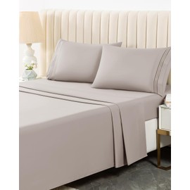 MISSQ 4-Piece California King Sheet Sets - Microfiber Bed Sheets with Embroidery - Super Soft Luxury Sheet Set with 16" Deep Pocket - Wrinkle-Free, Fade-Resistant, Stain-Resistant, Easy Care