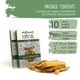 PALOSANTO - Palo Santo Sticks Especial - 10 Thick Palo Santo Sticks - Strong Aroma - Palo Santo Wood Wild Harvested & Sustainably Sourced in Perù - Natural Incense Stick for Rituals and Ceremonies