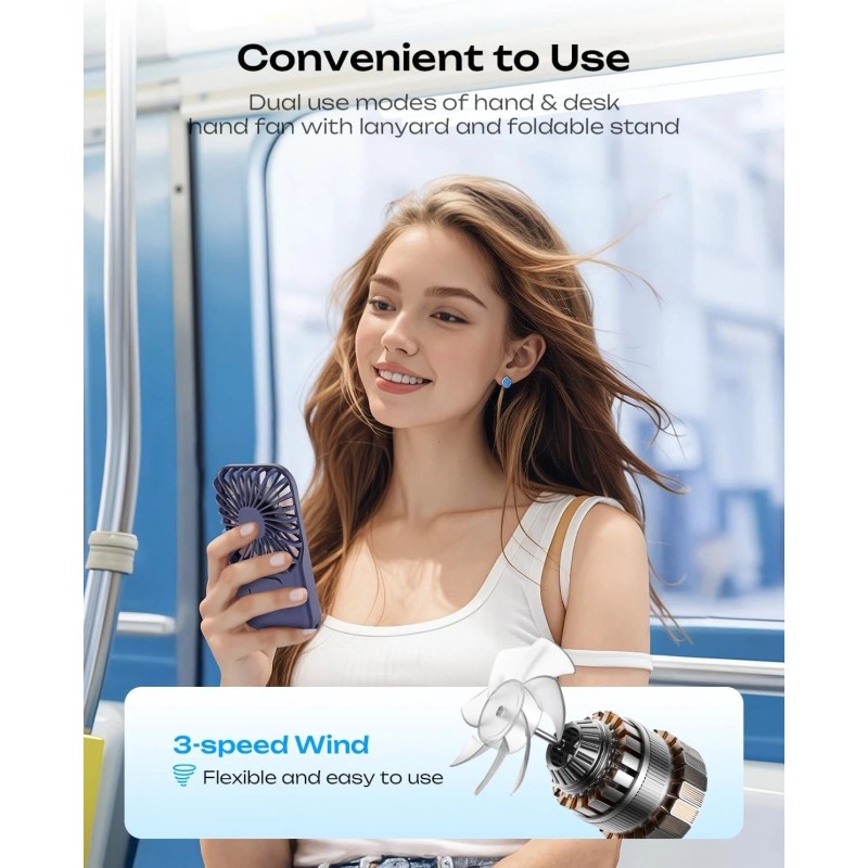 Otlonpe Handheld Mini Fan Portable, Personal Rechargeable Small Handheld Fan