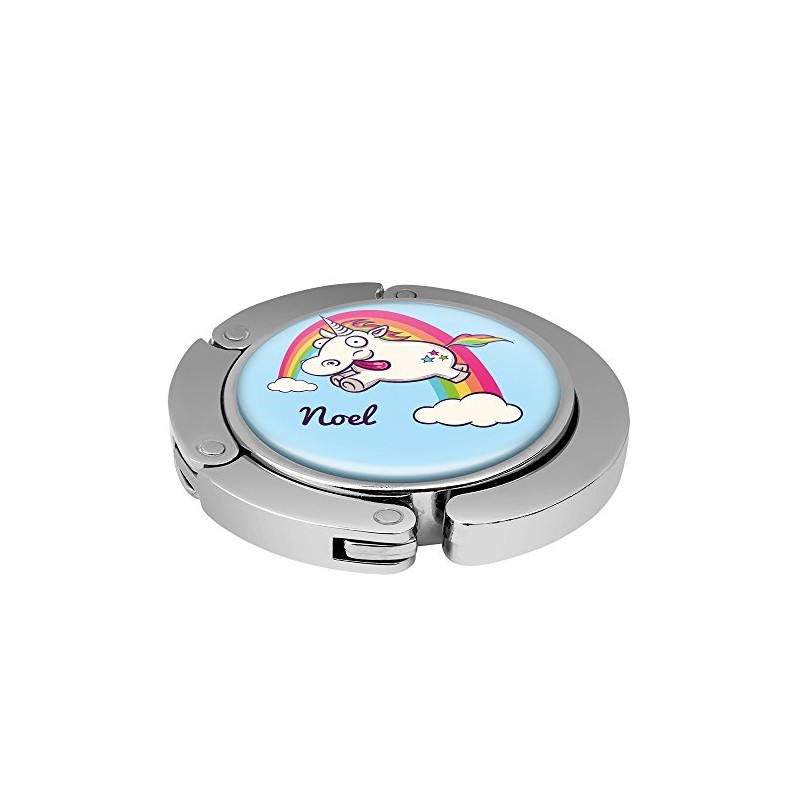 Taschenhalter Verrücktes Einhorn Personalisiert mit Namen Noel printplanet Chrom