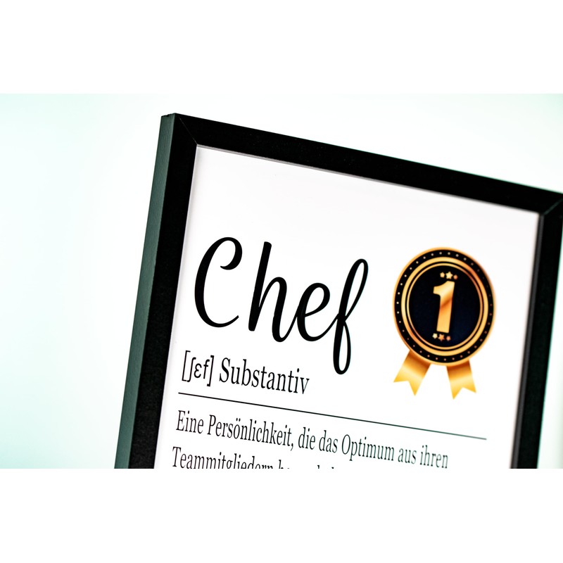 PURESIZE Chef Gift Funny DIN A4 Picture with Frame (Black),