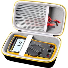Comecase Hard Carrying Case for Fluke 117 115 116 101 107 Digital Multimeter - Shockproof Protective Bag with Handle, Mesh Pocket for Test Leads & Accessories (Black) (Black+Inside Black)