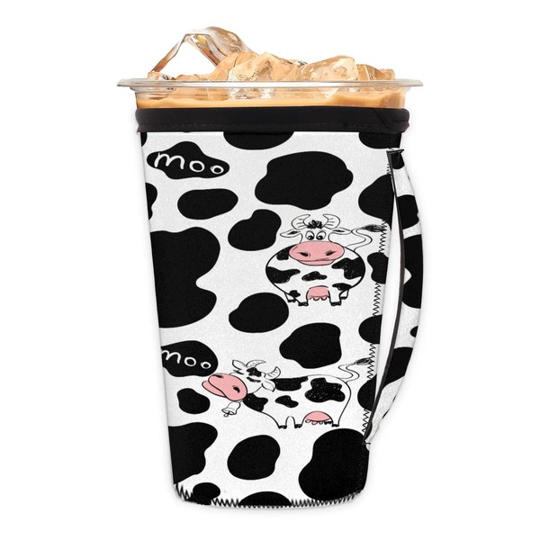 Eativisa Cute Cow Reusable Iced Coffee Sleeves Insulator Sleeves with