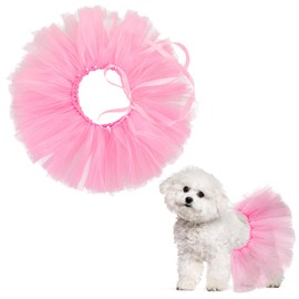 Pink Dog Tulle Tutu for Small Large Medium Dog, Cute Dog Costume Skirt Dresses Puppy Outfits for Birthday Wedding Party Photo Prop Supplies