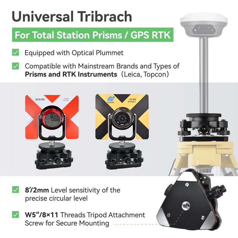 SingularXYZ Universal Tribrach/Base for GPS RTK and Total Station Prisms,