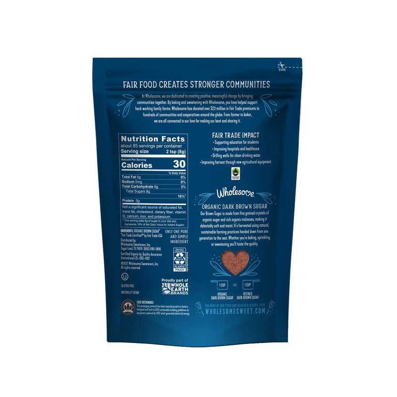 Wholesome Organic Dark Brown Sugar Pack of 6 24 Ounce