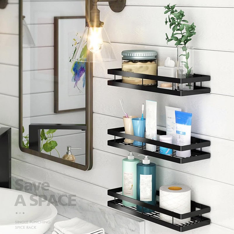YunNasi Kitchen Wall Shelf No Drilling 1 Tier Shower Shelf