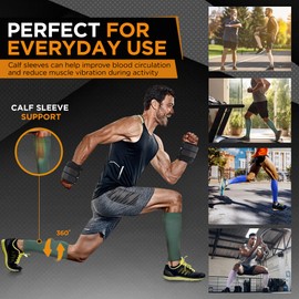 Doc Miller Manga de Compresión Para Pantorrillas (1 par) 20-30 mmHg Medias de Compresión Mangas Para Ejercicio, Recuperación, Dolor, Varices y Calambres en Piernas (Verde Oscuro, 2X-Grande)