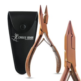 Professional Hair Extension Tools Microlink Bead Remover Plier for Hair Extensions Removal Micro Ring Beads Opener 5.5 Inch Pliers Silver Polish Stainless Steel (Rose Gold Glitter Applicator)