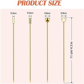 10 Pcs Stainless Steel Cocktail Picks, Reusable Fruit Sticks Stainless Steel Martini Skewers Olive Drink Picks Set for Holiday Party Events