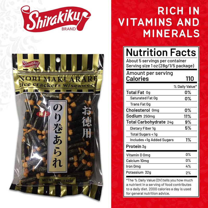 Shirakiku Japanese Nori Maki Arare Rice Crackers with | Glutinous