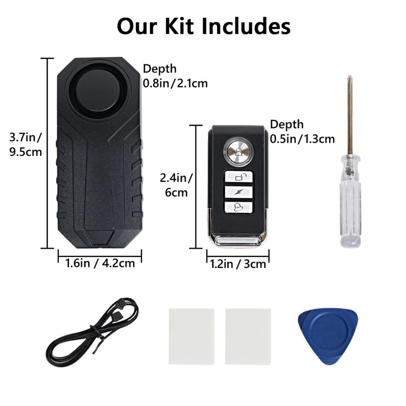 Japard Loudest 113dB Bike Alarm with Remote, Wireless Anti-Theft Vibration