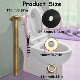 Generic 2 Pcs Toilet Bolts, Bolts for Toilet Tank,Brass Toilet Tank Boltskit, Stainless Heavy Duty Toilet Bolts,Toilet Tank Screws Replacement Kit for Toilet Seat Bolts and Seat Screws(Gold)