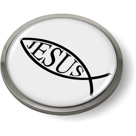 Jesus Fish 3D Domed Emblem Badge Car Sticker Chrome Round Bezel