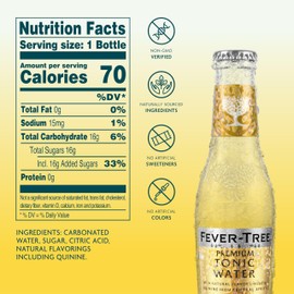 Fever-Tree Indian Tonic Water - Premium Quality Mixer - Refreshing Beverage for Cocktails & Mocktails. Naturally Sourced Ingredients, No Artificial Sweeteners or Colors - 6.8 Fl Oz Bottles- Pack of 24