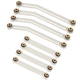 RZXYLRC 8PCS CNC Aluminum Alloy High Clearance Chassis Body Links Rod Set for Axial AX24 XC-1 1/24 RC Crawler Car Metal Upgrade Parts (Silver)