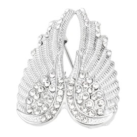 Vintage Women Brooch Pin Angel Wing Brooch Silver Delicate and Elegant Plating Fashion Jewelry Crystal Rhinestone for Clothing Accessories for Man Woman