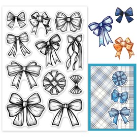 GLOBLELAND Bow Tie Sketch Clear Stamps for Cards Making Lace Bowknot Clear Stamp Seals Transparent Stamps for DIY Scrapbooking Photo Album Journal Home Decoration