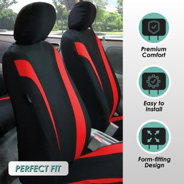 FH Group Car Seat Covers Cosmopolitan Flat Three Row Set Red Automotive Seat Covers, Airbag and Split Rear Car Seat Cover Universal Fit Interior Accessories for Cars Trucks and SUV Car Accessories