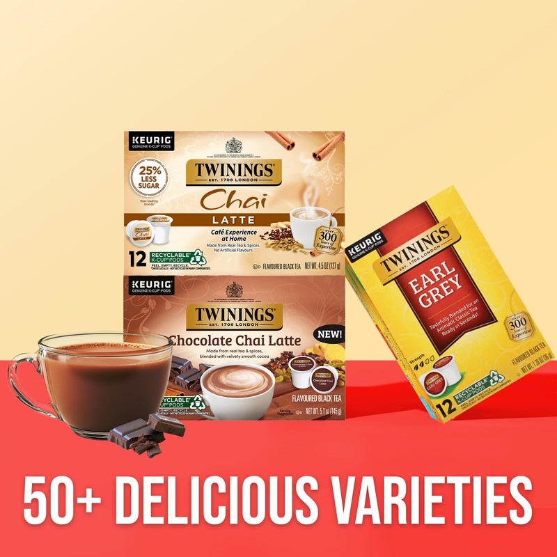 NEW Twinings Chocolate Chai Latte Tea 60 K-Cup Pods for