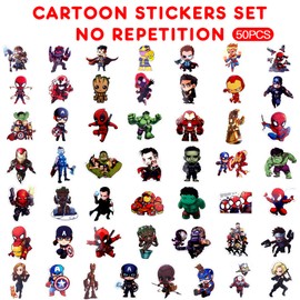 50PCS Cartoon Stickers Pack, Cute Vinyl Waterproof Stickers for Laptop, Water Bottles Skateboard, Guitar, Computer, Phone, Party Bags Filler for Teens Girls Kids