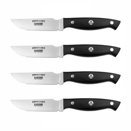 Ergo Chef Pro Series 2.0 Steak Knives Set of 4 - Premium High Carbon Stainless Steel Blades, Black Pakkawood Handles, Straight Edge with Serrated Tip for Enhanced Cutting Performance