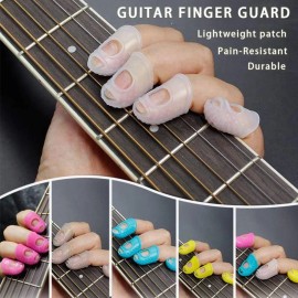 Roucerlin Grey Guitar Finger Protector Caps With Storage Box 5 Sizes Non Slip Silicone
