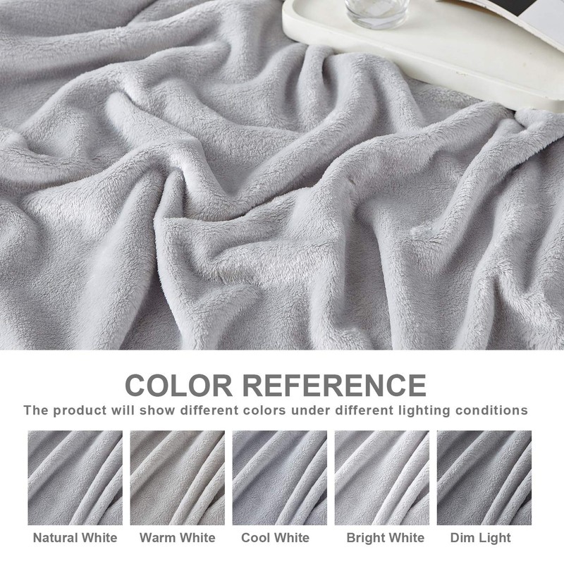 EHEYCIGA Fleece Blanket Silver Grey Throws for Sofas Fluffy Warm