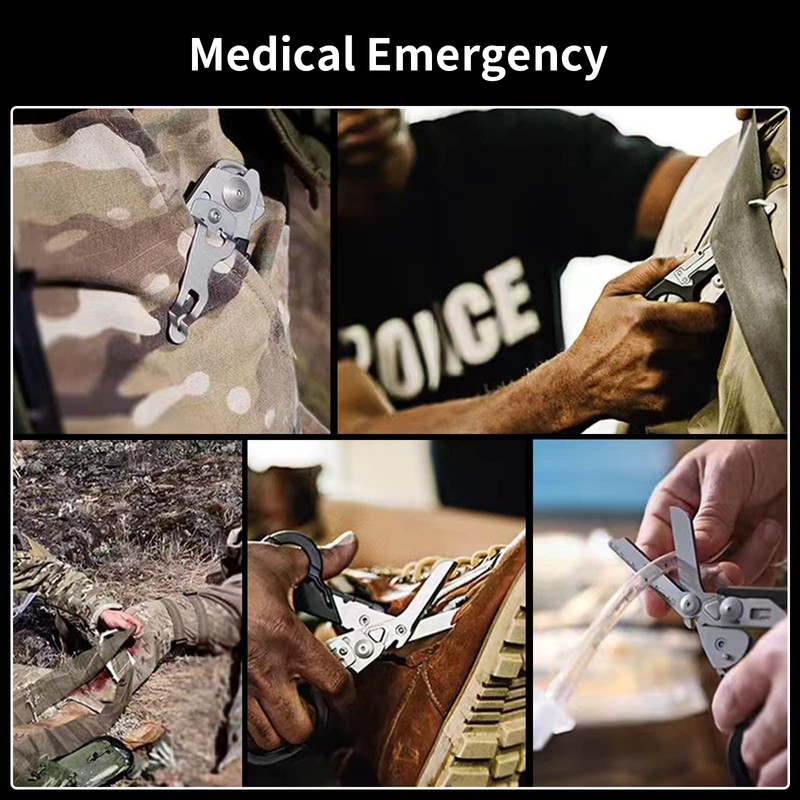 Elegital Emergency Rescue Shears,Stainless Steel Multifunction Self-Luminous Foldable Trauma Shears