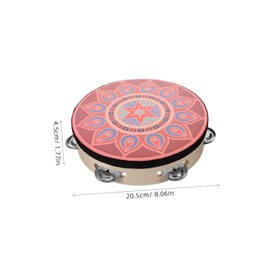 KOMBIUDA 8-Inch Single Row Hand Held Tambourine Drum Wooden Rhythm Instrument for Dance Performance Boys and Girls Adults Bohemian Style for Music Classes and Parties