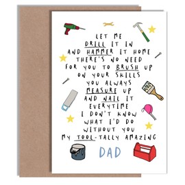 Funny Father’s Day Card for Dad who loves DIY, renovations & fixing things – A5 | Blank Inside with Envelope