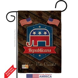 Republicans Garden Flags 2pcs Pack Americana Political President Democrat Republican Tea Party United State American Election Small Gift Yard House Banner Double-Sided Made In USA 13 X 18.5