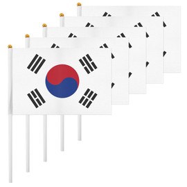 ASUNO 20 Pack South Korea Flags HandHeld Small Banners 14 × 21 cm Mini South Korean Stick Flag Polyester for Party Decorations World Cup International Festival Events Indoor and Outdoor