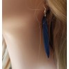 Navy Blue Feather Earrings - Handmade