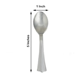 144 pcs 5-Inch Polished Silver Disposable Plastic Party Spoons Wedding Home Event Catering Tableware Supplies Wholesale