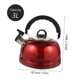 Mikinona Whistling Kettle 1l Small Camping Tea Pot Red Stainless Steel Water Boiler Random Style