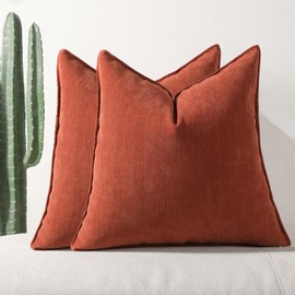 Decorative Pillow Covers Pack of 2, Soft Chenille Luxury Couch Throw Pillow Covers 45x45cm Square Solid Dyed Cushion Covers Elegant Farmhouse Pillow Case for Couch Sofa Bedroom Living Room Home Decor