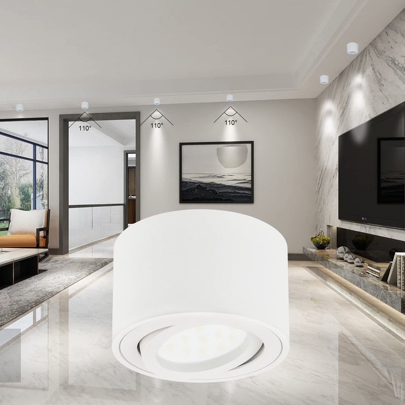 KYOTECH LED Surface-Mounted Spotlight, Flat, Swivelling, Surface-Mounted Ceiling Light, Diameter