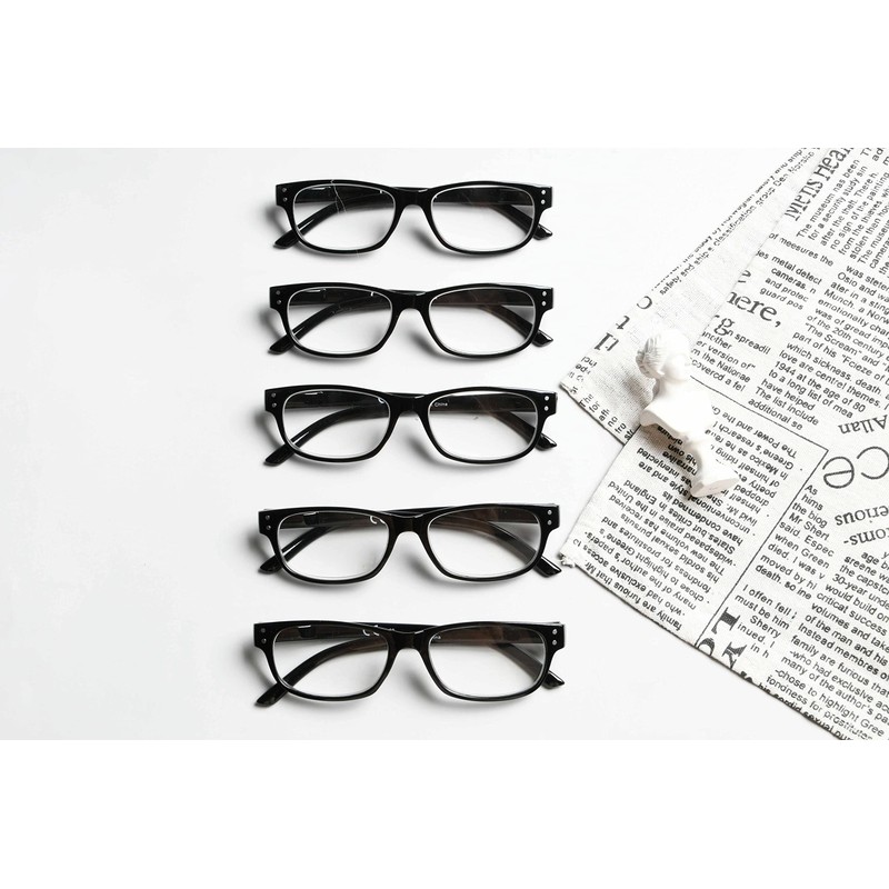 Eyekepper 5-pack Retro Vintage Lesebrille mit Federscharnieren Schwarz +4.00