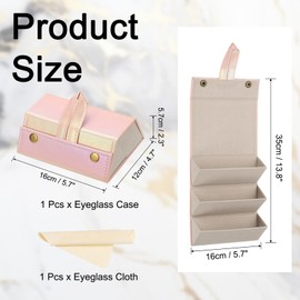 PATIKIL Travel Sunglasses Organizer, 3 Slot Foldable Sunglasses Holder Leather Sunglass Storage Organizer Case Portable for Multiple Glasses Organization, Gradient Pink